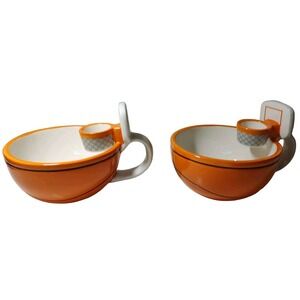 Maxis Creations Mug Cereal Bowls Basketball Hoop Ceramic Handles‎ Lot of Two SEE